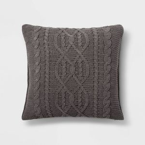 Cable Knit Chenille Oversize Throw Pillows Gray